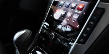 details of the car interior, black leather interior