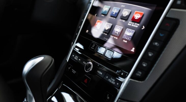 details of the car interior, black leather interior
